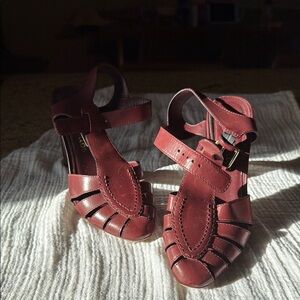 Tamara Mellon Red Sandals with Woven Design